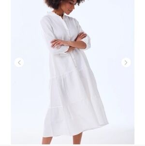 Alice Walk Nwt The Linen Tiered Midi Dress In White Size Small